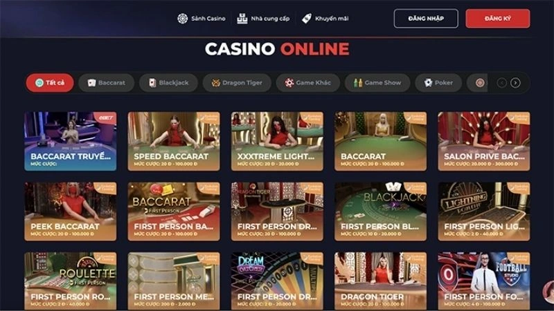 Nhà cái cung cấp một loạt các trò chơi casino hấp dẫn